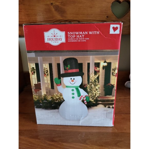 Holiday Time Airblown Inflatable Snowman with Candy Cane 7 Feet Yard Decor - Picture 6 of 6